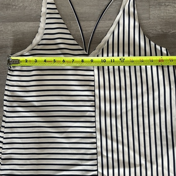 Topshop navy stripe spaghetti straps tank Sz 8 - Picture 2 of 5